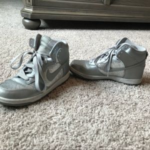 Sparkly silver Nike high tops